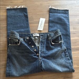 Agolde Women's Dark Blue Straight Leg Jeans Size 28